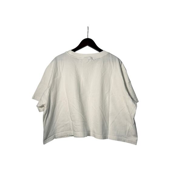 Adidas T-Shirt Womens 1X White SS Cropped CrewNeck Logo Casual Sporty Streetwear - Picture 4 of 6